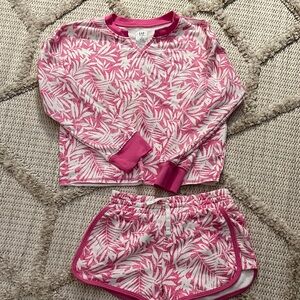 GAP Pink and White Leaf Print Pajama Set